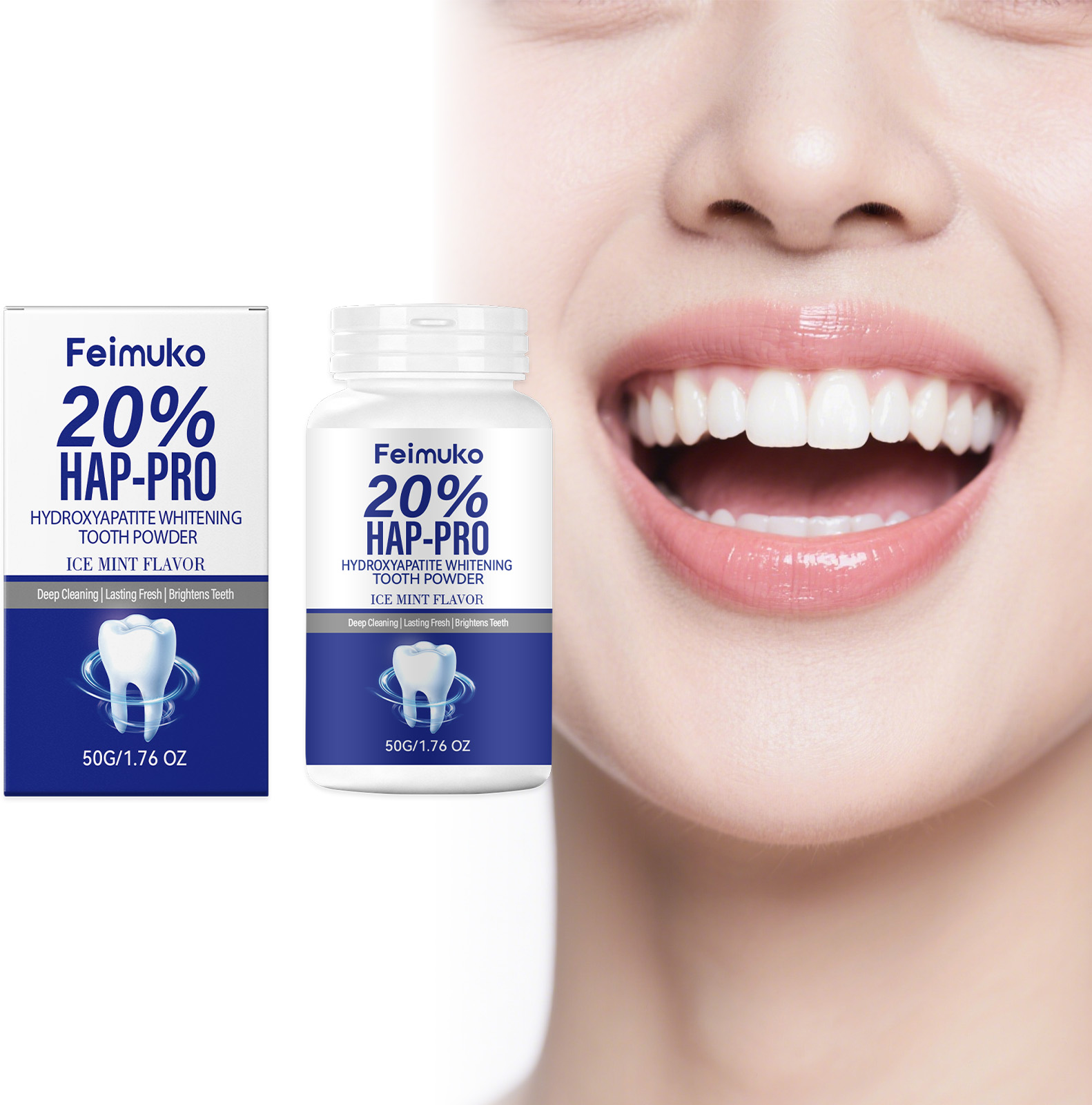 Teeth Whitening Flash - 20% Hydroxyapatite Tooth Powder Remove Plaque