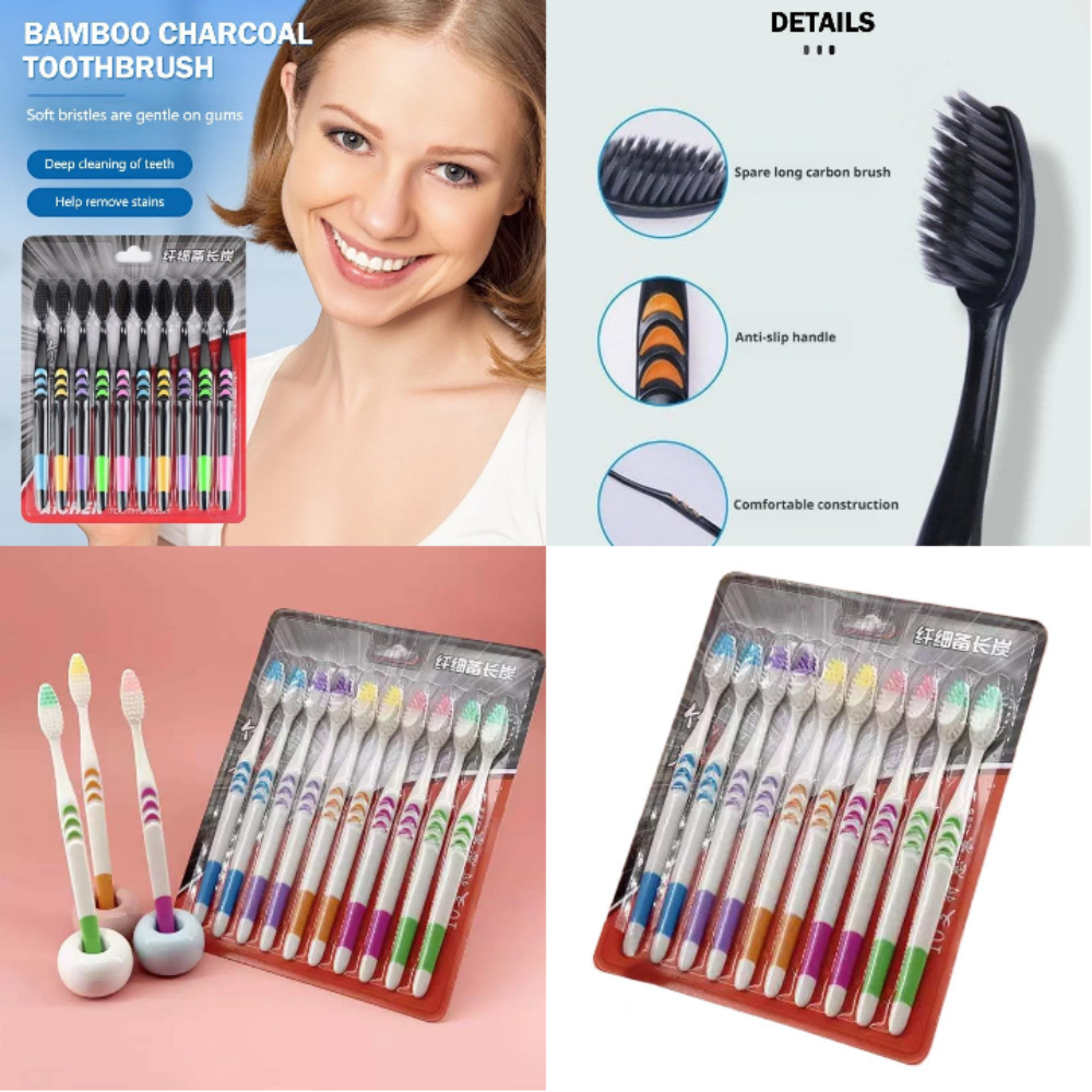 10PCS Toothbrush Natural Bambo - Teeth Whitening Naturally 리뷰 및 가격